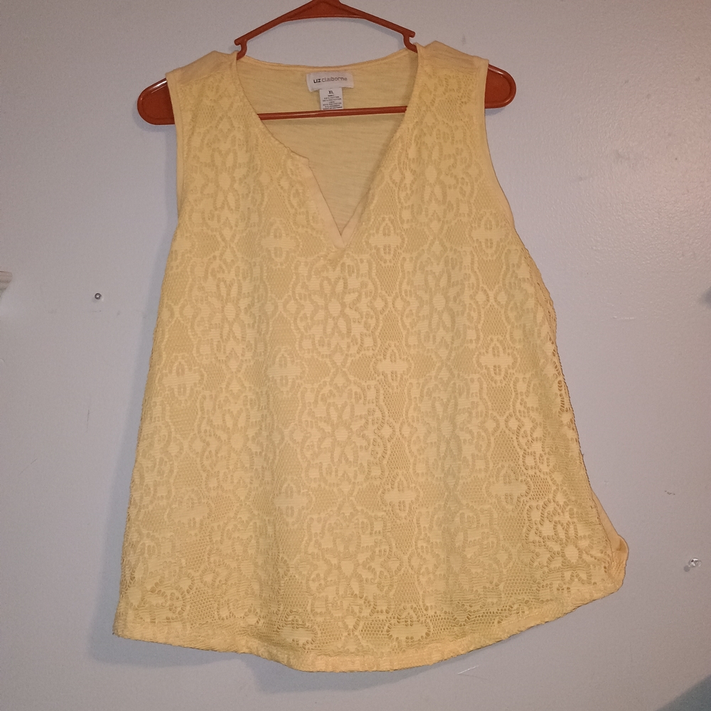 Liz Claiborne Yellow Lace Tank Top